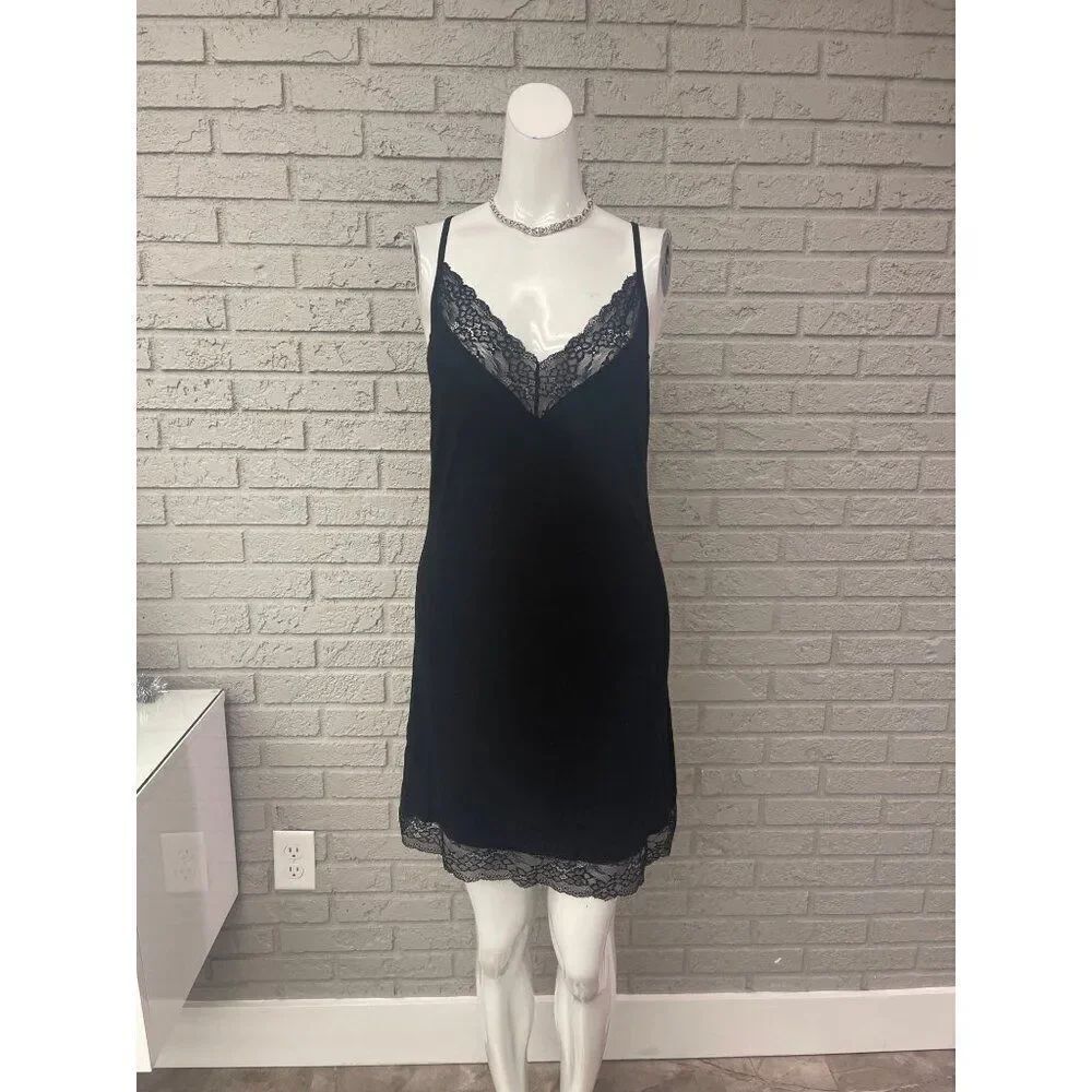 AvidLove  Women Black Lace Satin Sleepwear / Lingerie Size L